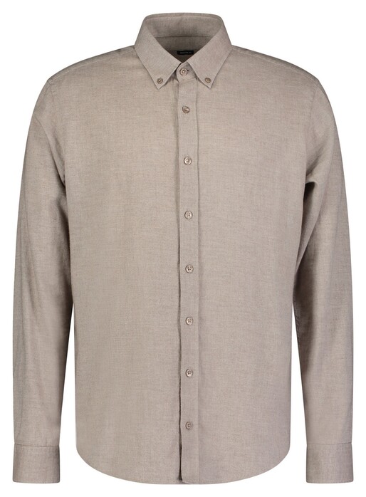 Roy Robson Solid Color Cotton Button-Down Tonal Buttons Overhemd Bruin