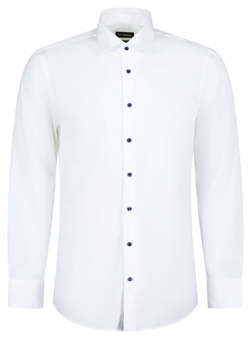 Roy Robson Solid Color Cotton Contrast Buttons Overhemd Wit