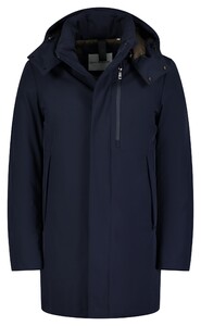 Roy Robson Solid Color Hood Detail Zip Buttons Jack Dark Evening Blue
