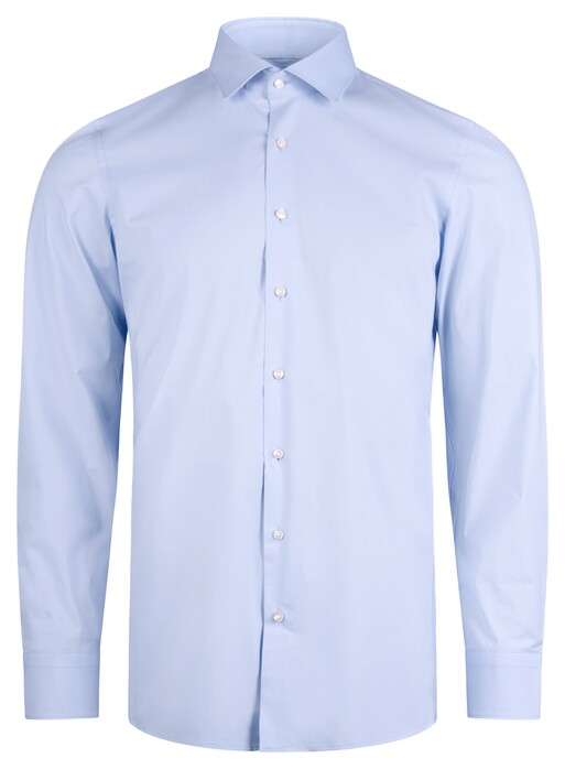 Roy Robson Solid Color White Buttons Cotton Subtle Stretch Shirt Light Blue