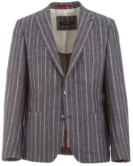 Roy Robson Striped Elbow Patch Colbert Blauw