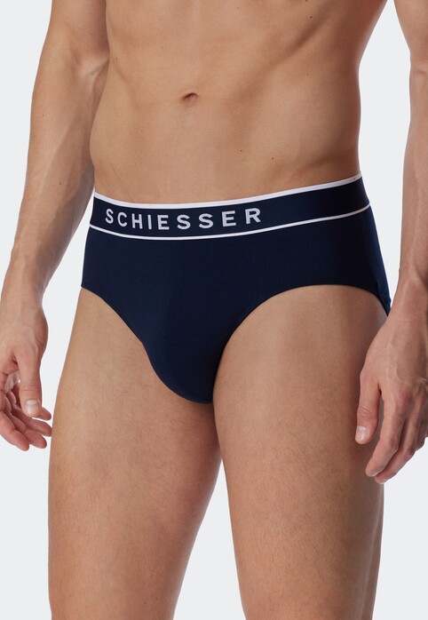 Schiesser 95/5 Rio-Slip Organic Cotton Elastic Waistband 3Pack Ondermode Donker Blauw