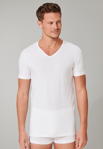 Schiesser 95/5 Shirt Short Sleeve Low V-Neck Organic Cotton 2Pack Ondermode Wit
