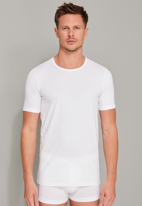 Schiesser 95/5 Shirt Short Sleeve Organic Cotton Round Neck 2Pack Ondermode Wit