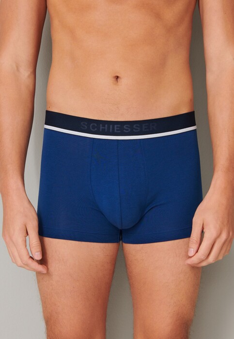 Schiesser 95/5 Shorts Organic Cotton Elastic Waistband 3Pack Ondermode Blauw-Zwart