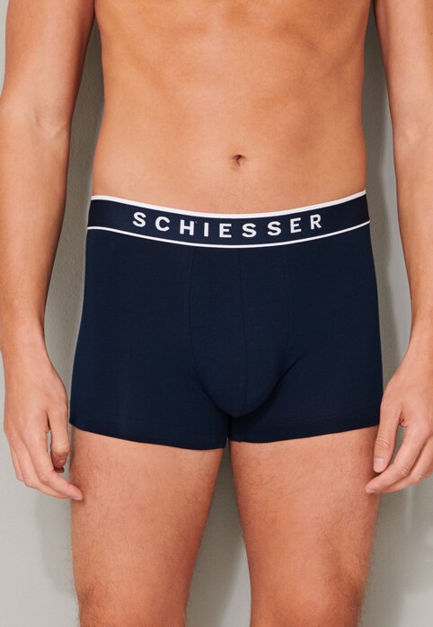 Schiesser 95/5 Shorts Organic Cotton Elastic Waistband 3Pack Ondermode Donker Blauw