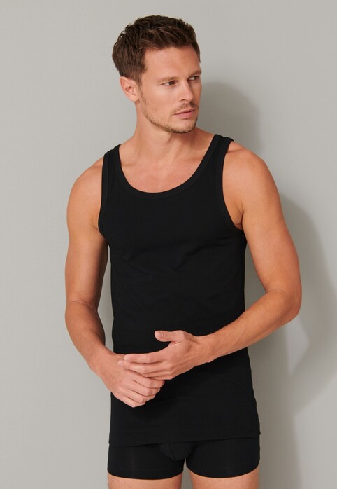 Schiesser 95/5 Singlet Organic Cotton 2Pack Ondermode Zwart