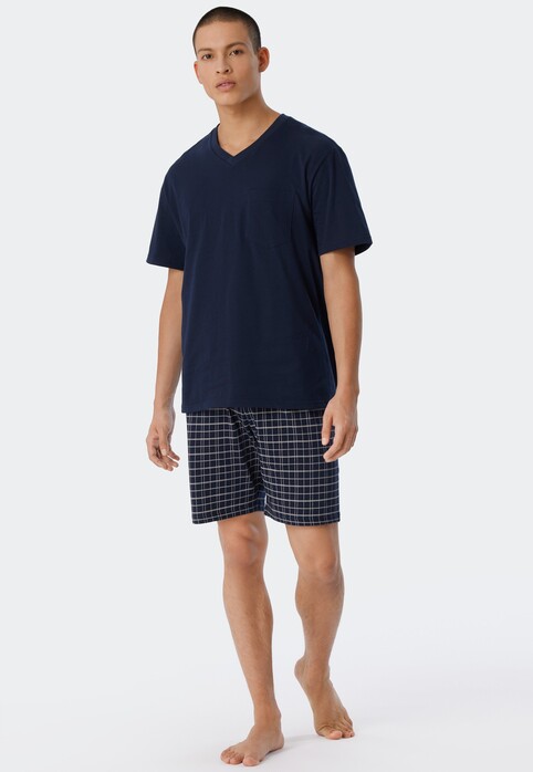 Schiesser Ebony Korte Pyjama Nachtmode Blauw