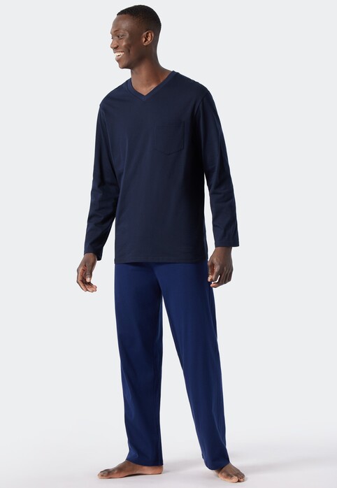 Schiesser Essentials Nightwear Single Jersey Nachtmode Royal Blue-Dark Blue