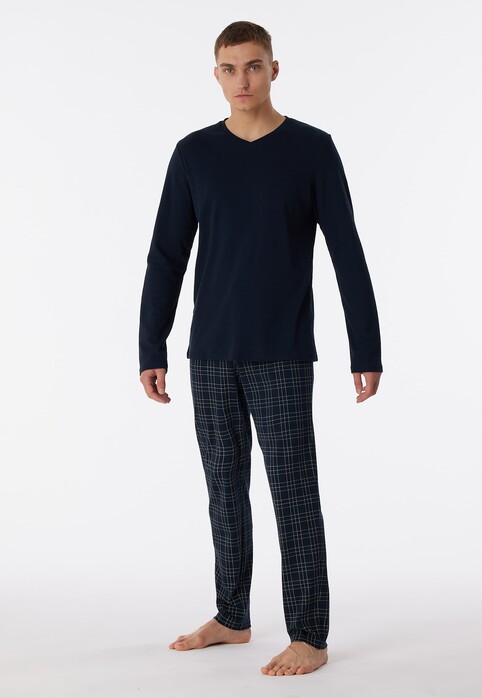 Schiesser Fine Interlock Long Nachtmode Blauw
