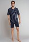 Schiesser Gestreepte Pyjama Dark Sapphire Nightwear Dark Evening Blue