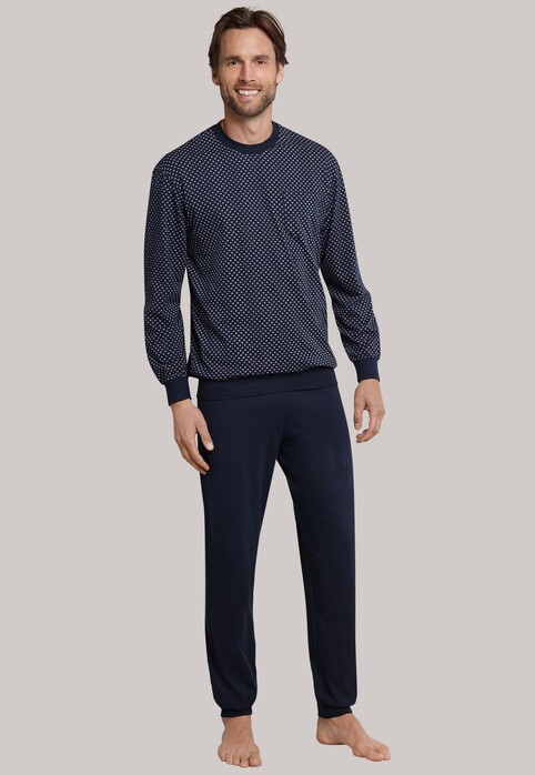 Schiesser Lange Pyjama Dark Sapphire Nachtmode Donker Blauw