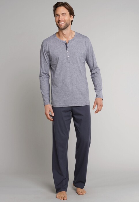 Schiesser Lange Pyjama Ebony Nachtmode Antraciet