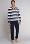 Schiesser Multi Color Stripe Dark Sapphire Nachtmode Donker Blauw