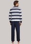 Schiesser Multi Color Stripe Dark Sapphire Nachtmode Donker Blauw