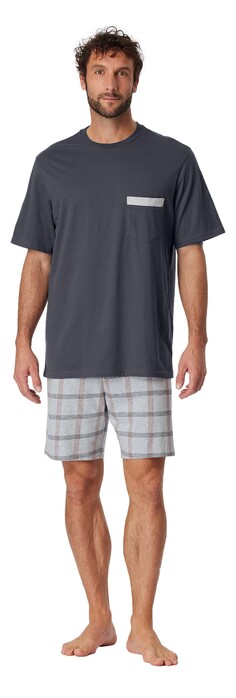 Schiesser Organic Cotton Anthra Check Nachtmode Antraciet