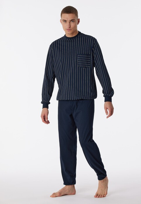 Schiesser Striped Long Comfort Nightwear Nachtmode Blauw