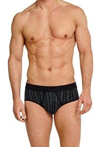 Schiesser Striped Original Classics Sports Brief 2Pack Underwear Black