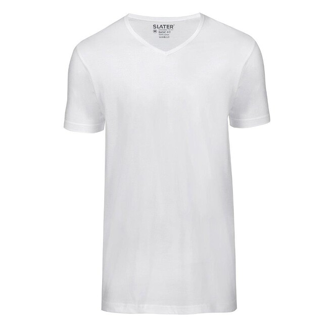 Slater Basic Fit 2-pack T-shirt V-neck  T-Shirt Wit