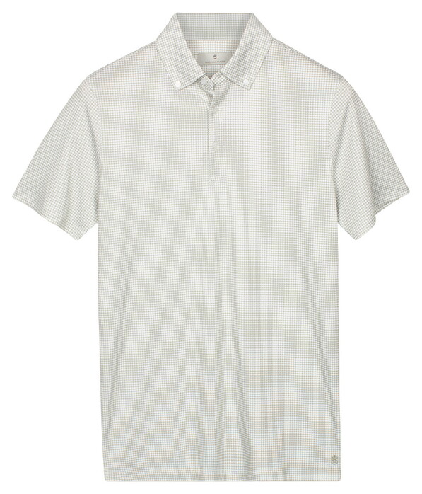 Thomas Maine Allover Fine Pattern Liquid Cotton Button-Down Polo Jade Green
