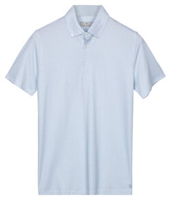 Thomas Maine Allover Fine Pattern Liquid Cotton Button-Down Polo Licht Blauw
