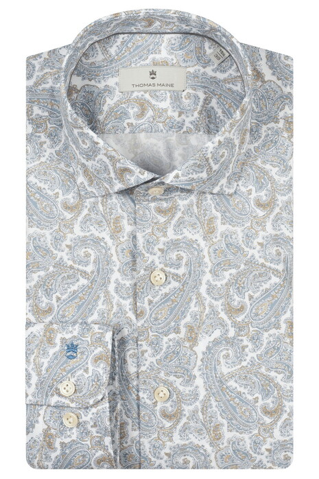Thomas Maine Allover Paisley Pattern Roma Modern Kent Overhemd Zand