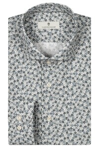 Thomas Maine Allover Small Flower Pattern Roma Modern Kent Overhemd Blauw-Grijs-Wit
