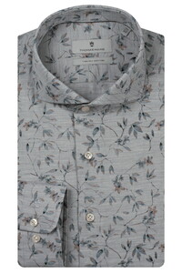 Thomas Maine Bari Cutaway Collar Brushed Cotton Floral Pattern Overhemd Licht Blauw