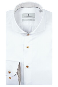 Thomas Maine Bari Cutaway Collar Fine Two-Ply Cotton Twill Overhemd Wit-Licht Beige