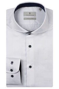 Thomas Maine Bari Cutaway Collar Fine Two-Ply Cotton Twill Shirt Navy-White