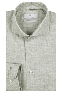 Thomas Maine Bari Cutaway Cotton Wool Twill Overhemd Soft Green