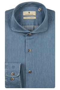 Thomas Maine Bari Cutaway Denim Look Twill Shirt Light Blue