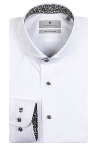 Thomas Maine Bari Cutaway Twill Uni Fine Fantasy Contrast Overhemd Wit-Groen