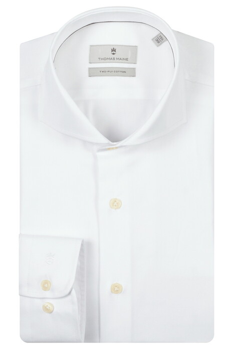 Thomas Maine Bari Cutaway Two-Ply Cotton Twill Overhemd Wit