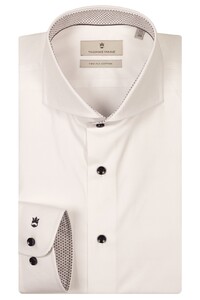 Thomas Maine Bari Cutaway Two-Ply Twill Subtle Dots Contrast Overhemd Wit-Bruin