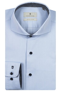 Thomas Maine Bari Cutaway Two-Ply Twill Uni Color Contrast Shirt Light Blue-Navy