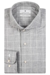 Thomas Maine Bari Cutaway Windowpane Check Overhemd Soft Grey