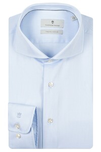 Thomas Maine Bari Two-Ply Cotton Twill Natural Stretch Shirt Light Blue