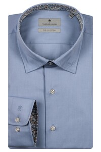 Thomas Maine Bergamo Hidden Button-Down Two-Ply Twill Subtle Floral Contrast Overhemd Blauw-Navy