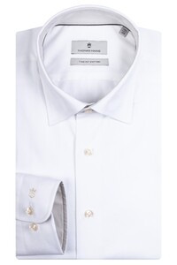 Thomas Maine Bergamo Subtle Contrast Two-Ply Twill Hidden Button Down Shirt White