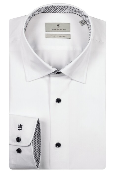 Thomas Maine Bergamo Verborgen Button Down Dot Circle Contrast Overhemd Wit-Bruin