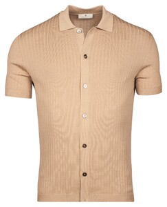 Thomas Maine Button Cardigan Shirt Half Milano Knit Rib On Face Beige