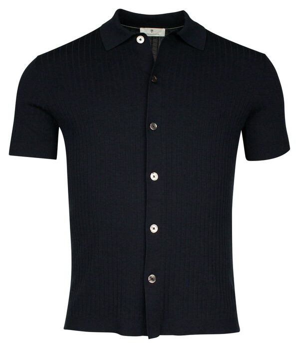 Thomas Maine Button Cardigan Shirt Half Milano Knit Rib On Face Vest Navy