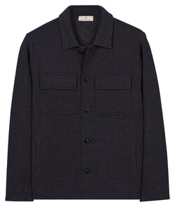 Thomas Maine Button Closure Allover Knit Double Chest Pocket Overshirt Navy