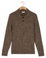 Thomas Maine Button Closure Merino Wool  Vertical Rib Structure Knit Trui Grijsgroen