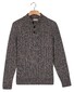 Thomas Maine Button Closure Merino Wool  Vertical Rib Structure Knit Trui Midden Blauw