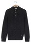 Thomas Maine Button Placket Waffle Structure Knit Nylon Plated Pullover Navy