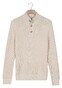 Thomas Maine Button Placket Waffle Structure Knit Nylon Plated Pullover Off White