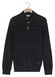 Thomas Maine Button Placket Waffle Structure Knit Nylon Plated Trui Navy