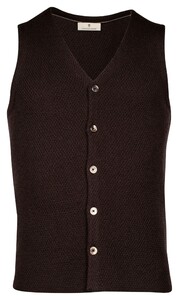 Thomas Maine Buttons Front Double Layer Structure Knit Waistcoat Brown